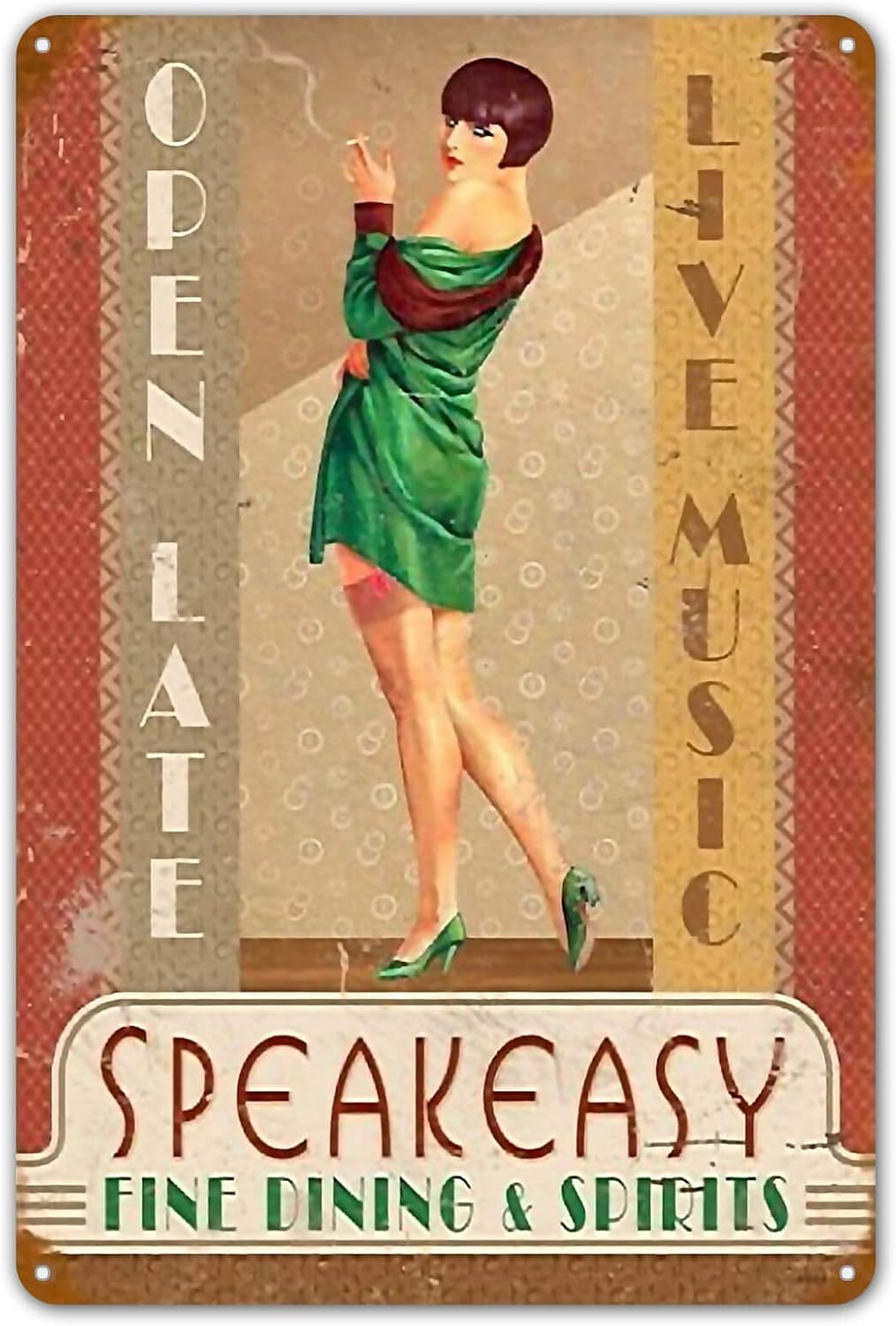 Home Bar And Coffee - Speakeasy Vintage Blechschild Pin-Up Girl Retro