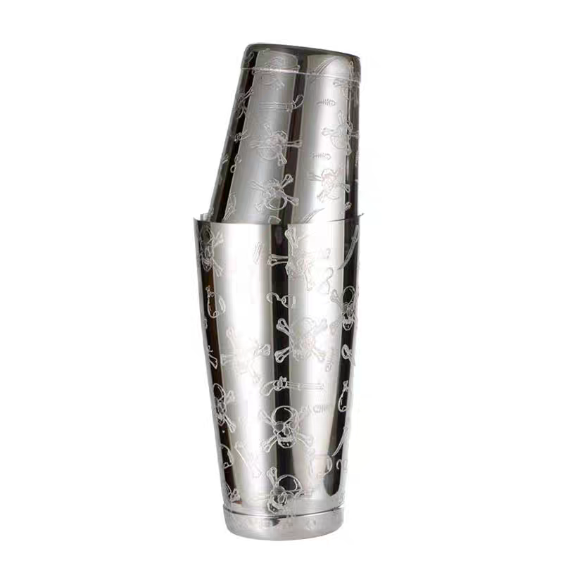 Boston Shaker Set - 500 ml/800 ml Gravur Schädel Edelstahl