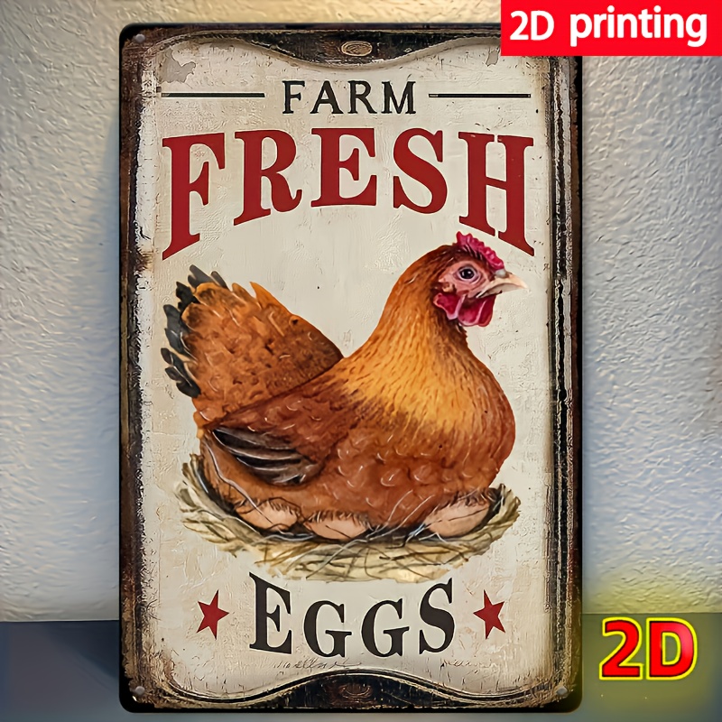 Home Bar Cafe - [Rustikales Metallschild „Farm Fresh Eggs“] Rustikales