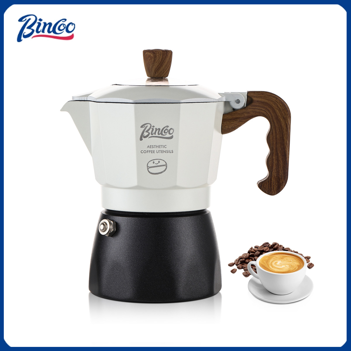 Home Barista - Bincoo Doppelventil-Moka-Kanne, Espresso-Mokkakanne, kubanische Kaffeemaschine, handgebrühte