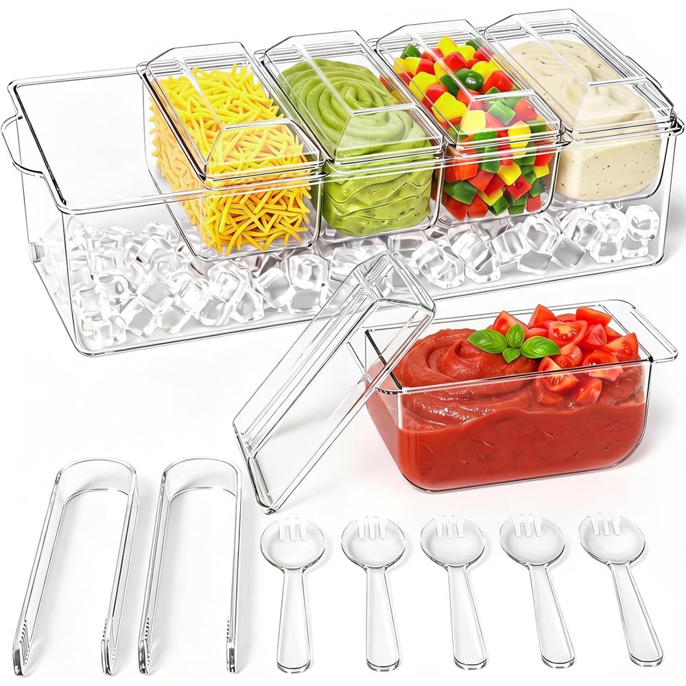 Garnish Tray Set - Gewürztablett, gekühlter Servierbehälter für Zuhause, Partys,