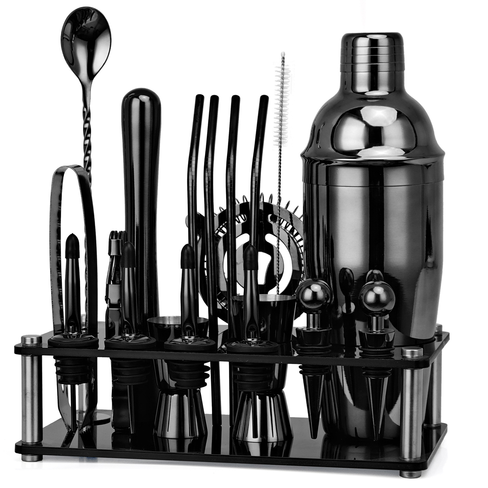 Boston Shaker Set - 20 stücke Schwarz/Roségold/Silber 800/750 ml Boston