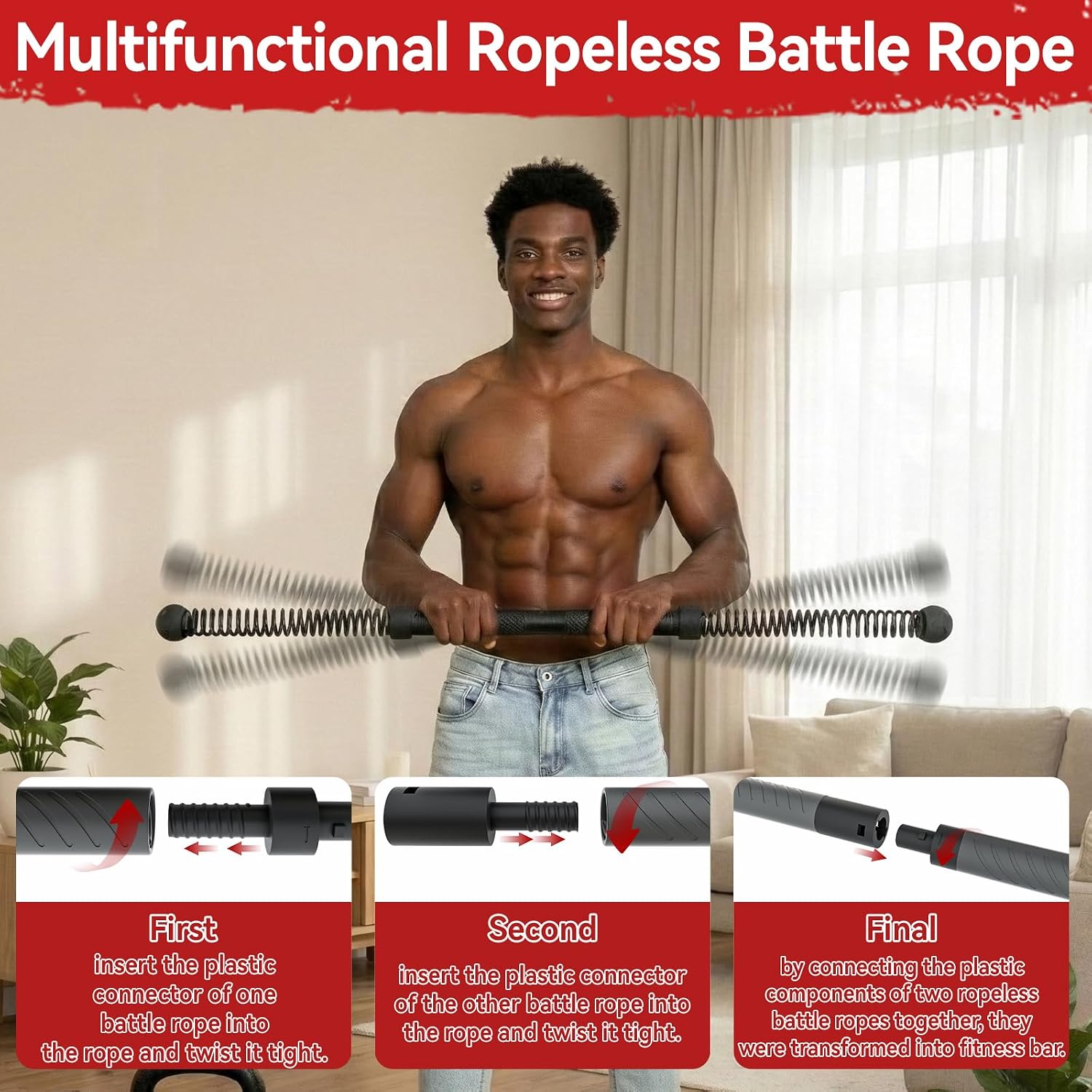 Home Bar And Gym - 2-in-1 Verbessertes kabelloses Battle Rope Power