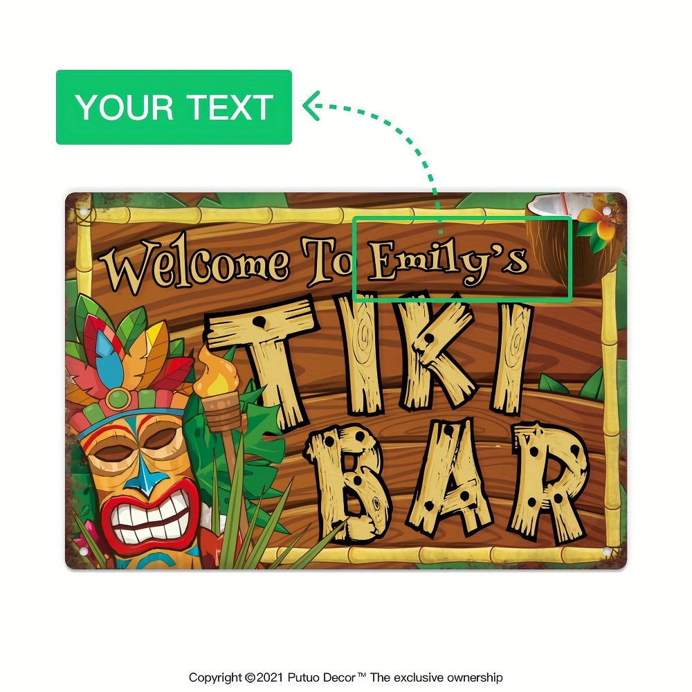 Individuelles Tiki-Bar-Schild, – Home Bar Cafe Bewertung und Preis